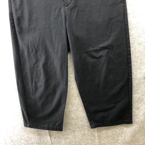 Zara Wide Leg Crop Capri Pants Womens 31 Black High Waisted Chino Cotton - Picture 4 of 11